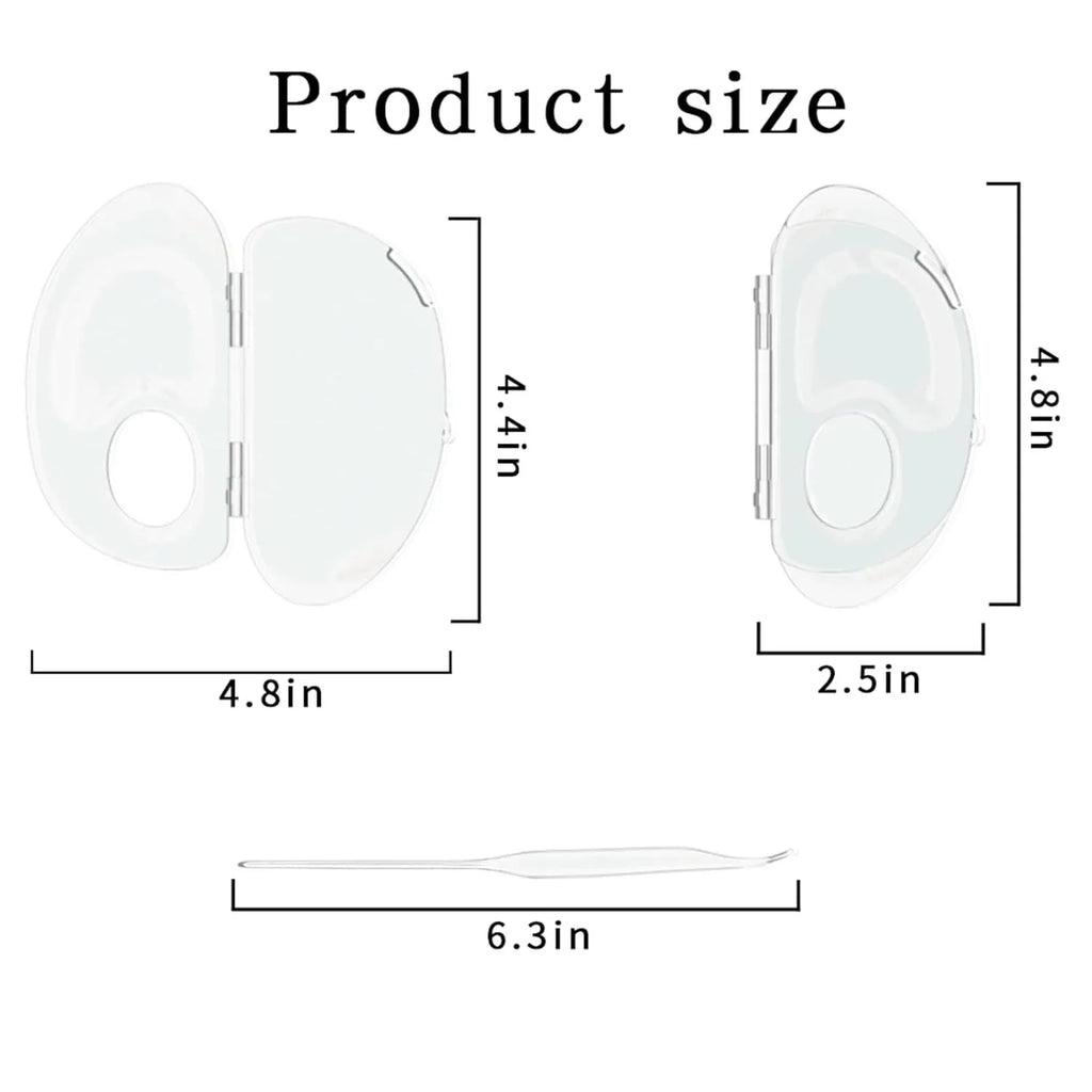 Transparent acrylic makeup mixing palette with central storage groove and side colour test zones.