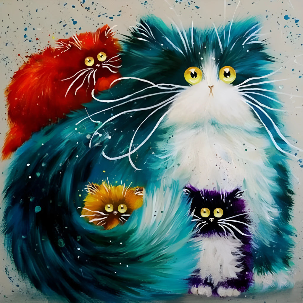 Scared or Surprised cat painting by numbers DIY kit with canvas, acrylic paints, and brushes