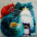 Scared or Surprised cat painting by numbers DIY kit with canvas, acrylic paints, and brushes