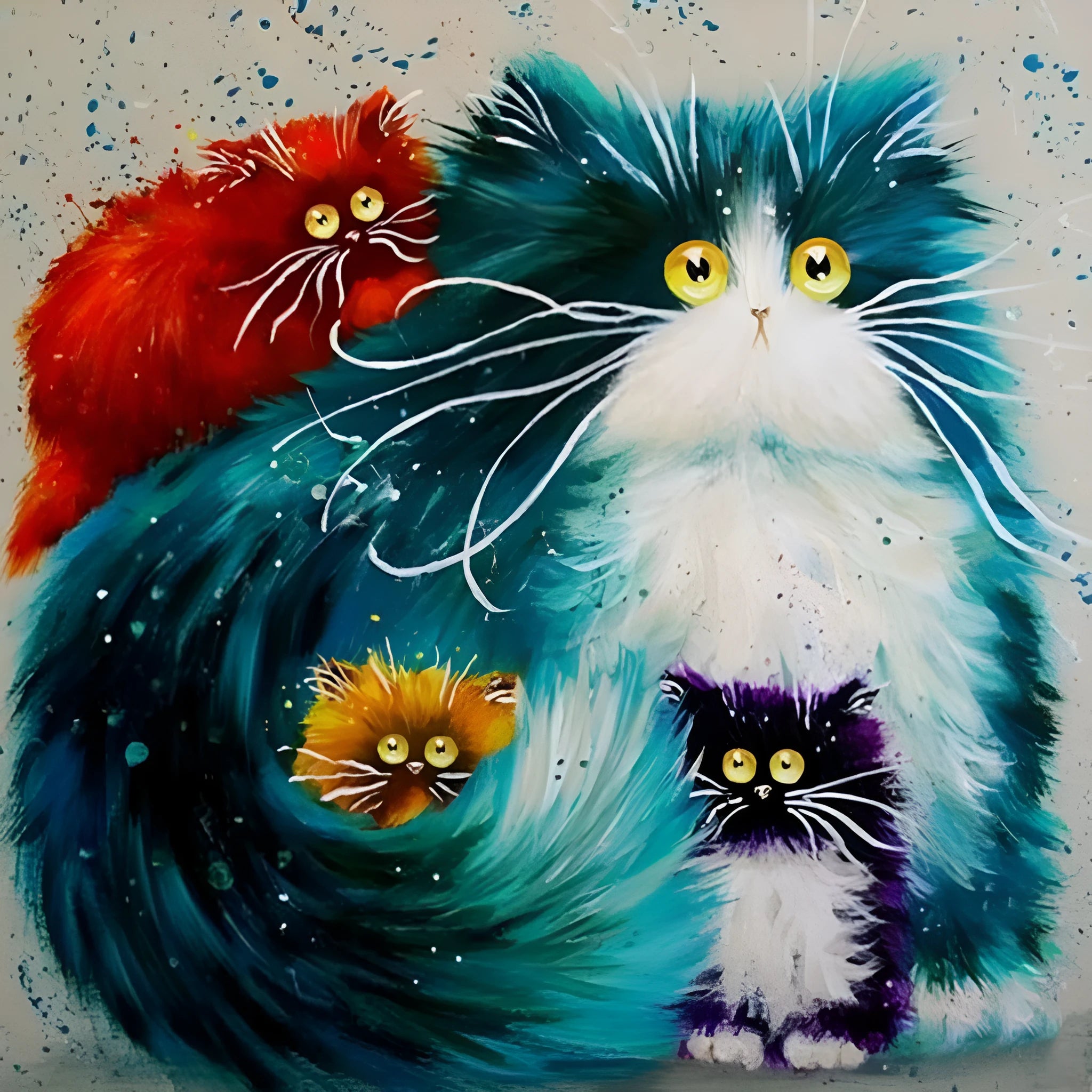 Scared or Surprised cat painting by numbers DIY kit with canvas, acrylic paints, and brushes