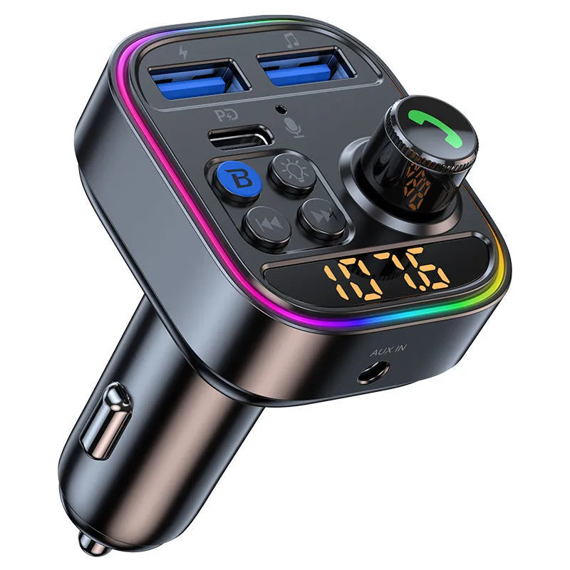 T18 Bluetooth car MP3 player FM transmitter in black with standard English interface