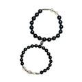 Obsidian Buddha beads couple bracelet DIY kit showing 8mm and 10mm beads with national style design