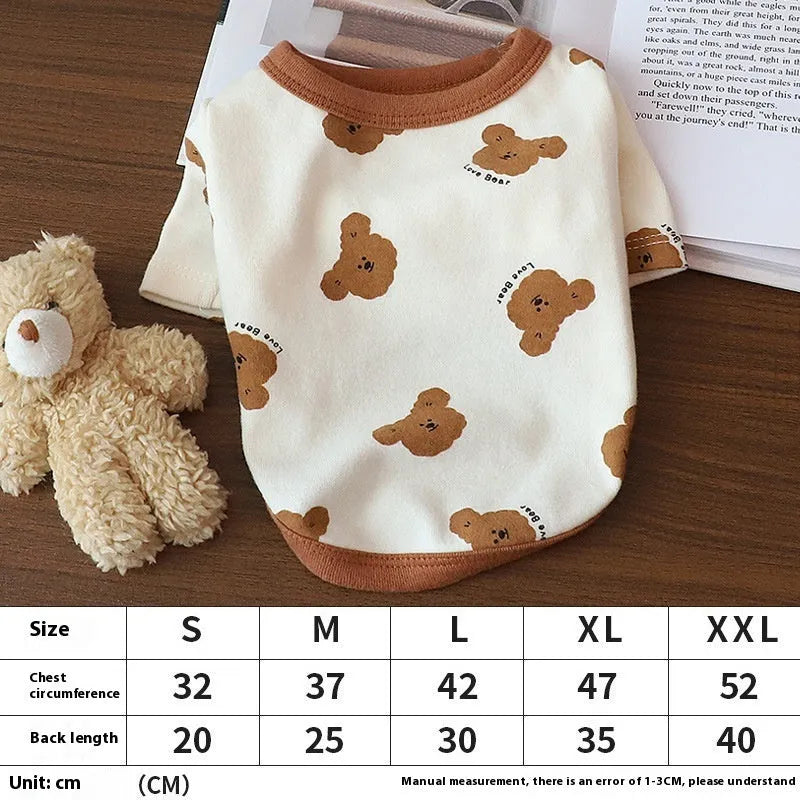 Autumn anti-lint cotton pajamas for small dogs in beige colour, size medium, on a white background