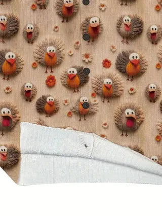 Loose fit digital printed shirt with lapel collar available in multiple sizes