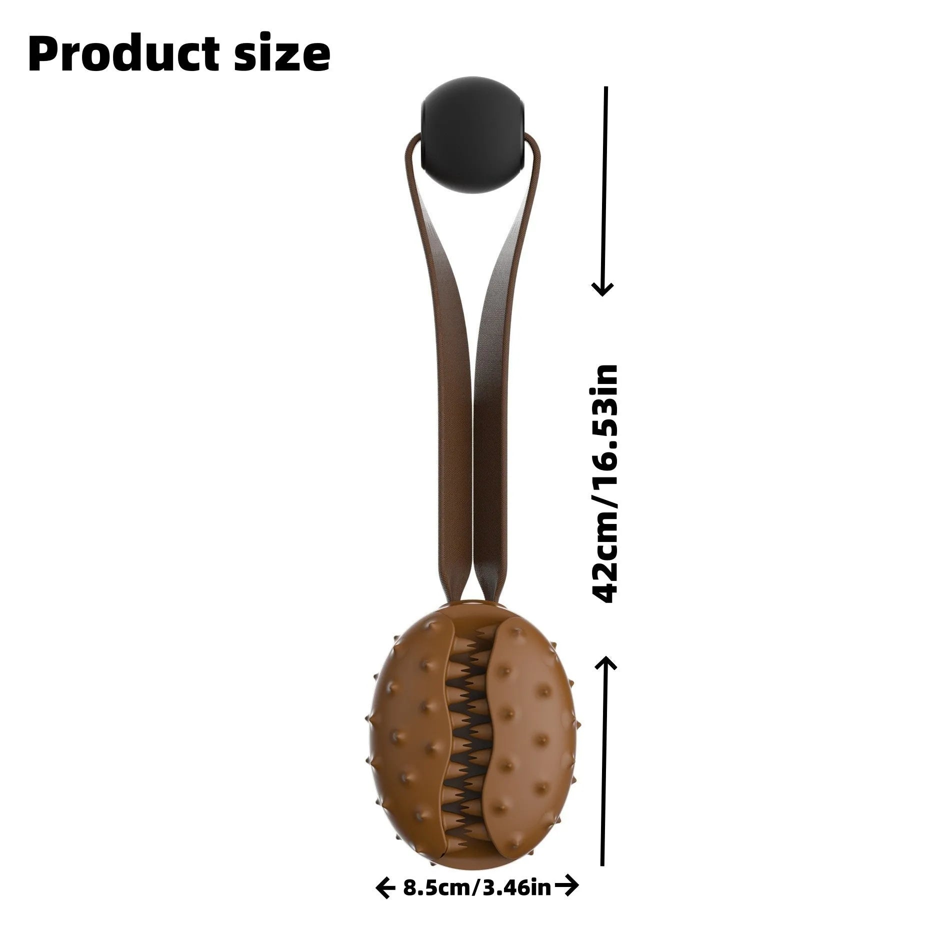 Brown coffee bean shaped dog chew toy with a central rope knot detail.