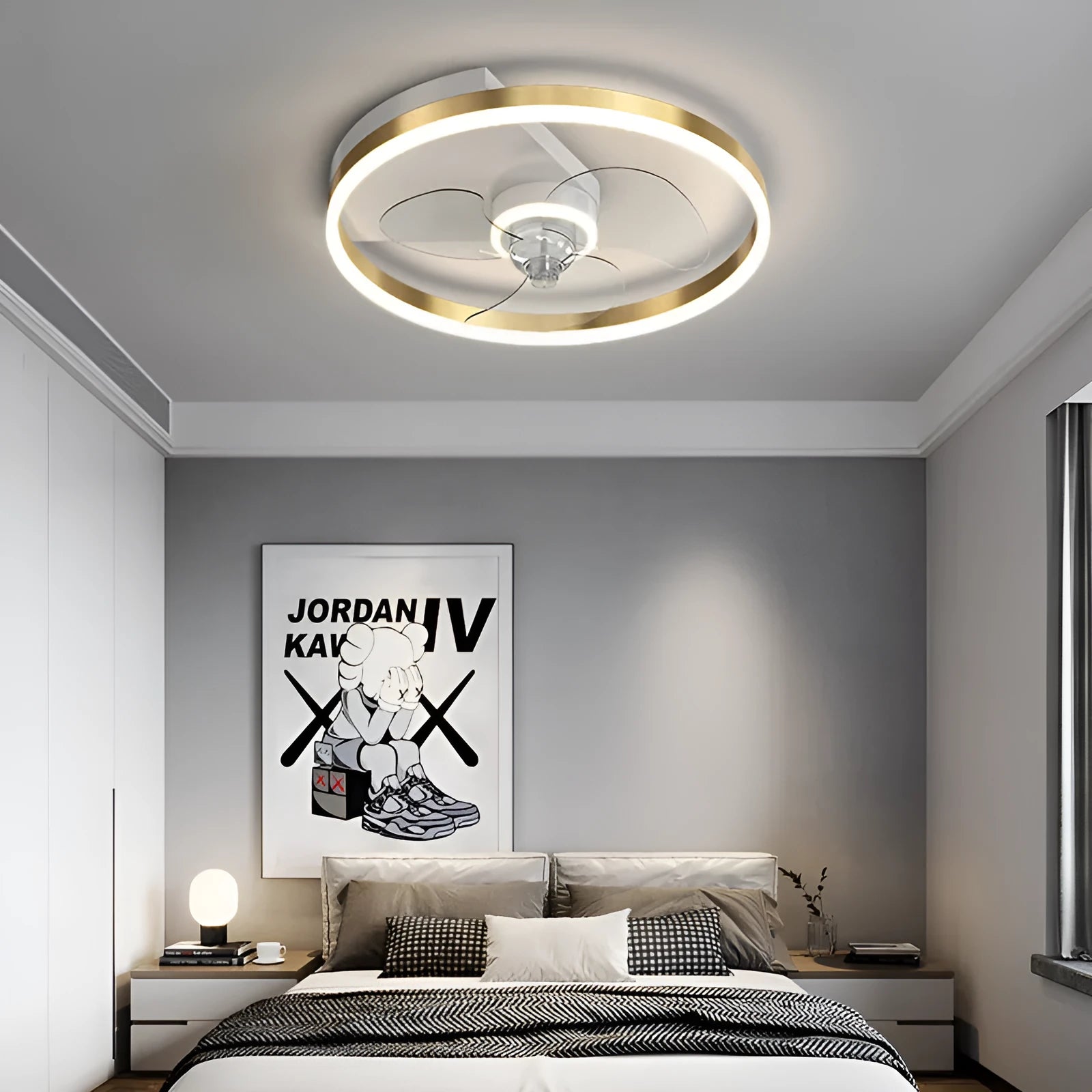 Landi simple modern iron ceiling lamp with LED light for a child's room or corridor.