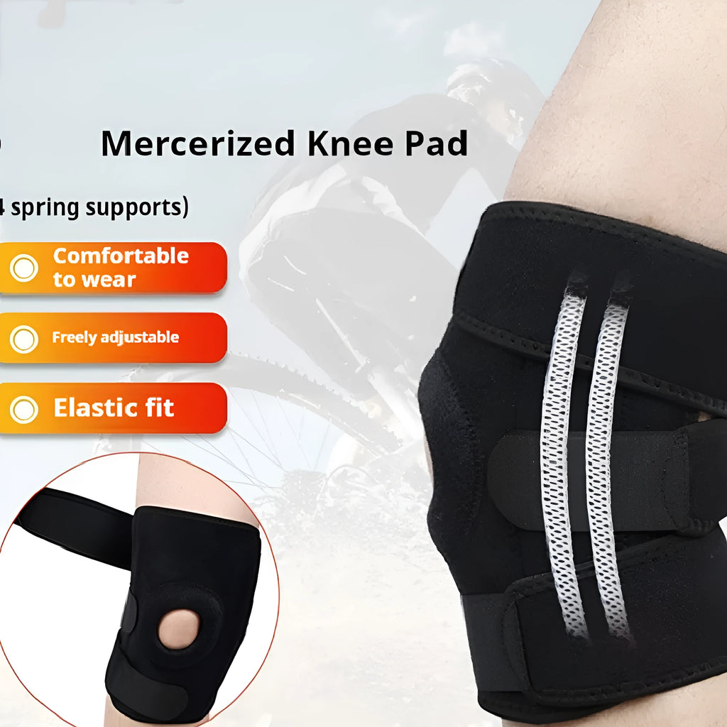Sport knee pad with internal spring support system for basketball and running.
