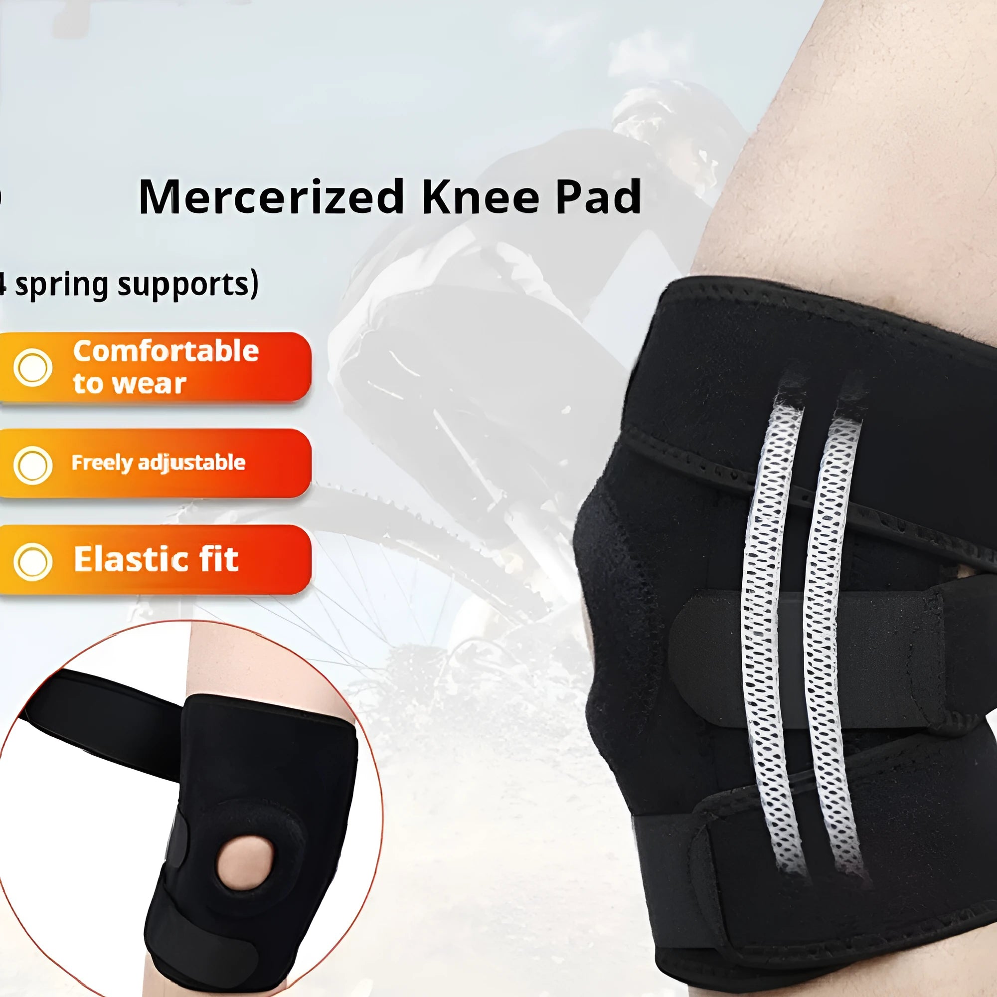 Sport knee pad with internal spring support system for basketball and running.