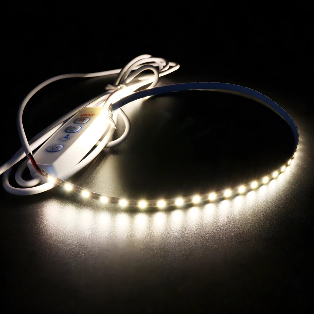 USB two-color dimmable LED light strip with 120 beads and button control, 5V input, 20cm length option