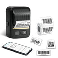 Black Bluetooth thermal label printer with 203DPI, 2000mAh battery, and 1 roll of 40x30mm labels