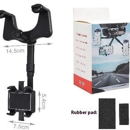 Anti-shake mobile phone holder navigation bracket in Mirror 5 generation black plastic on a car dashboard