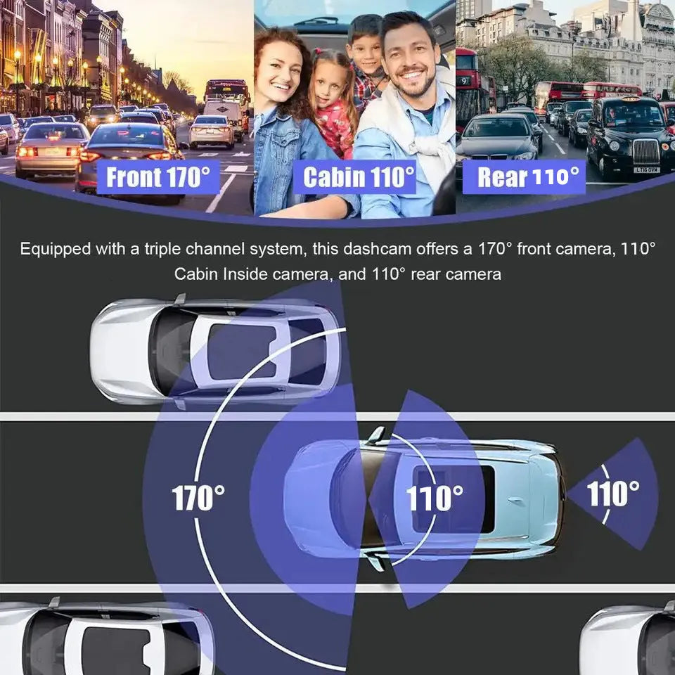 Black G50 dashboard camera with 3-inch screen and wide-angle lens for car windshield mounting