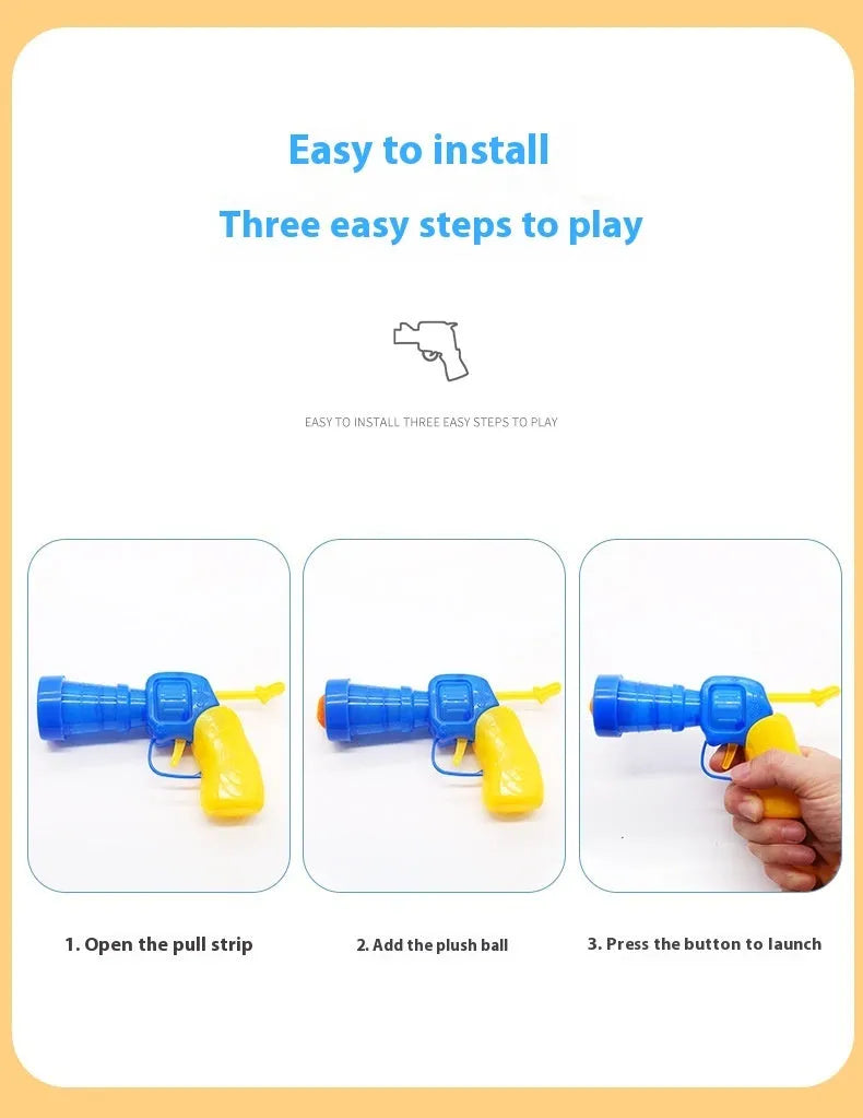 30cm pet toy launcher gun with multiple soft plush firing balls for cats and dogs