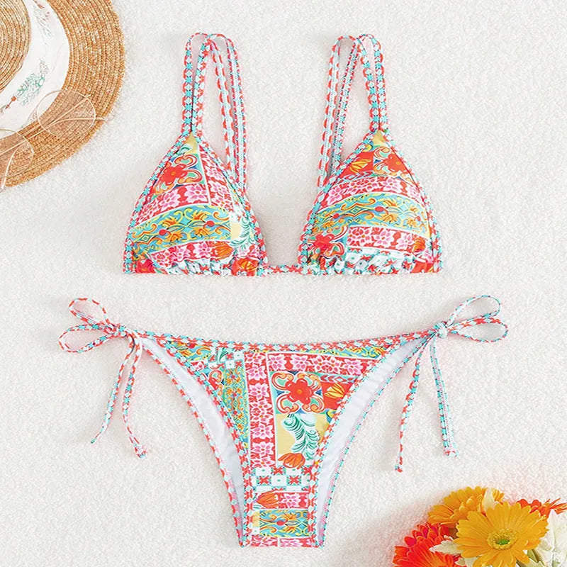 Women's one-piece lace-up swimsuit with backless design in picture colour