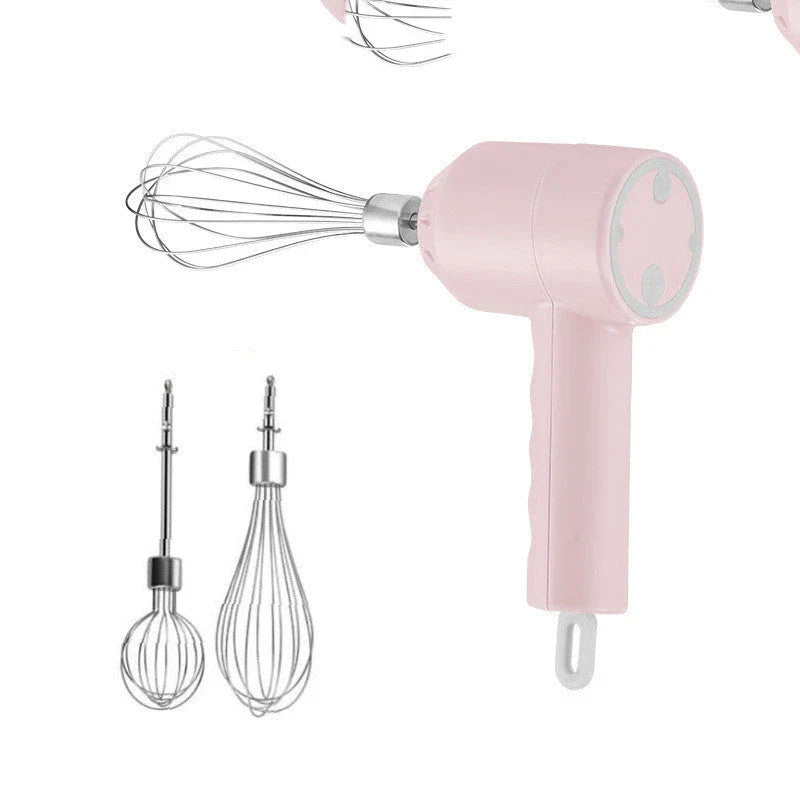 Portable cordless electric hand mixer with 3 mixing speeds and stainless steel beaters