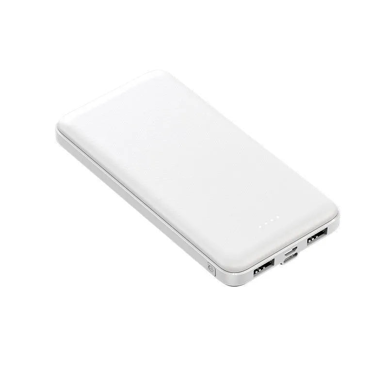 Thin portable power bank plastic shell multi-U port output black colour with cartoon style