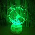 3D LED night lamp with touch control showing sliding wave visual effect on seven colour display