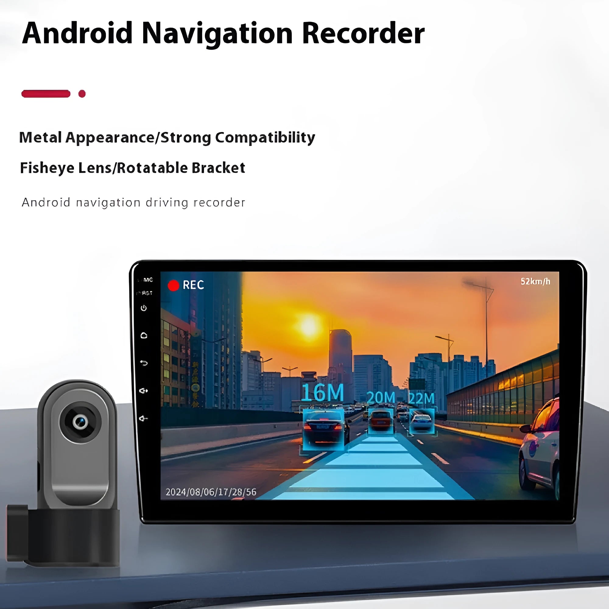 U9pro wire-free Android USB dashcam with front and back video recording, 720p, ABS zinc alloy construction