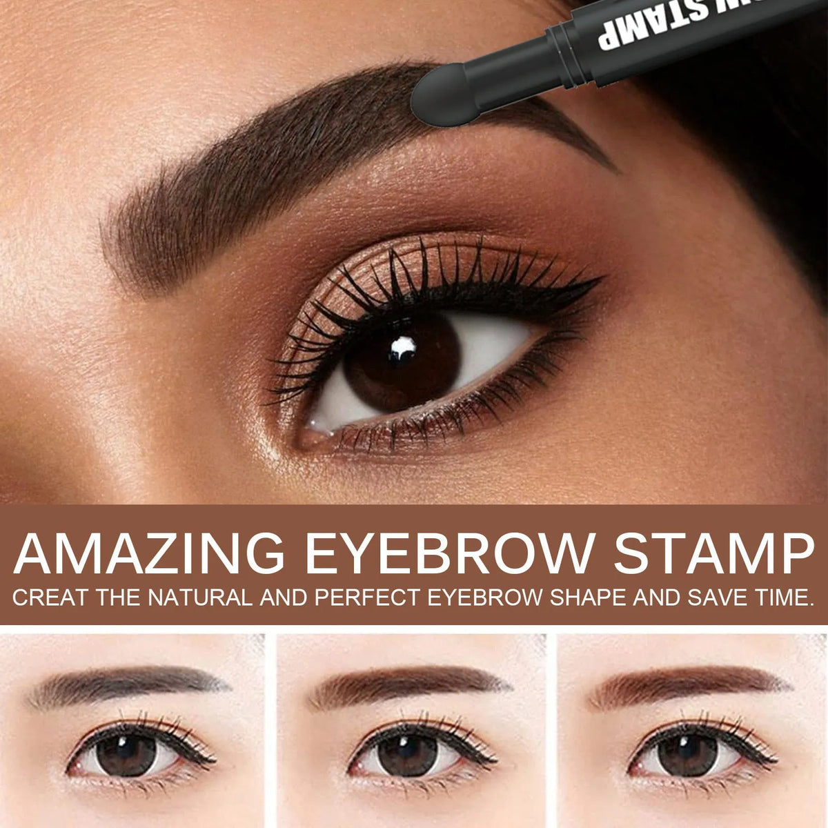 Eyebrow printing pen set with stencil, pencil, and brush in Black, Dark Brown, or Dark Gray, 3g.