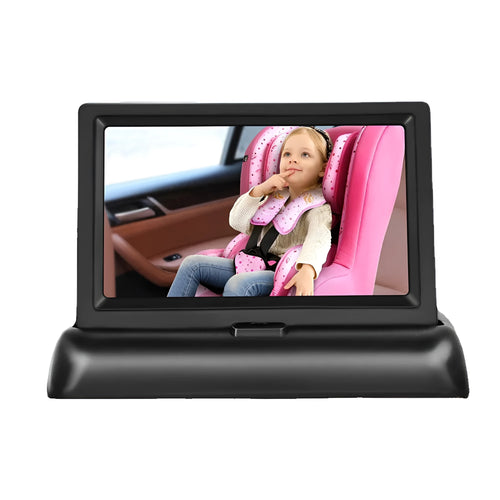 Black 12-24V folding screen baby car monitor with infrared camera on dashboard