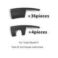 Tesla Model Y plastic wheel hub cover with sectional steel ring design in four colour options
