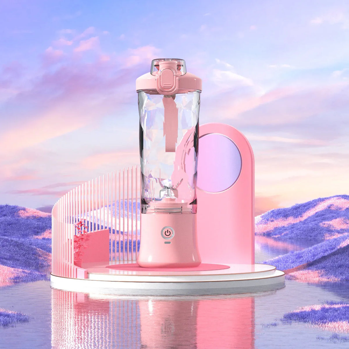 Portable blender juicer with 6-blade 304 stainless steel assembly and 600ml food-grade AS cup