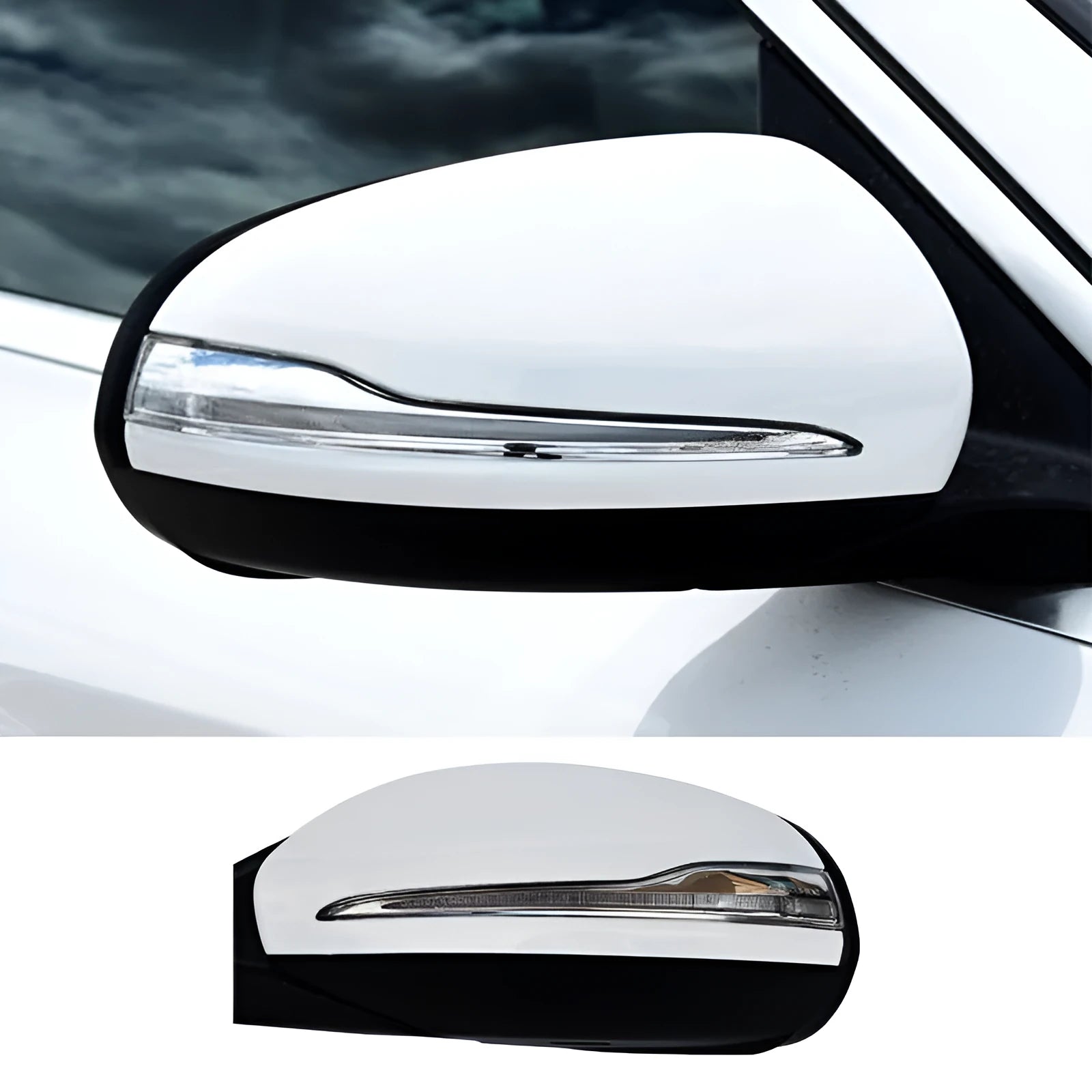 Mercedes-Benz W205 C-Class rearview mirror assembly replacement part in ABS plastic.