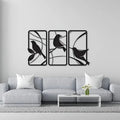 Sanzhiniao black wrought iron wall decoration three-piece set on a wall background