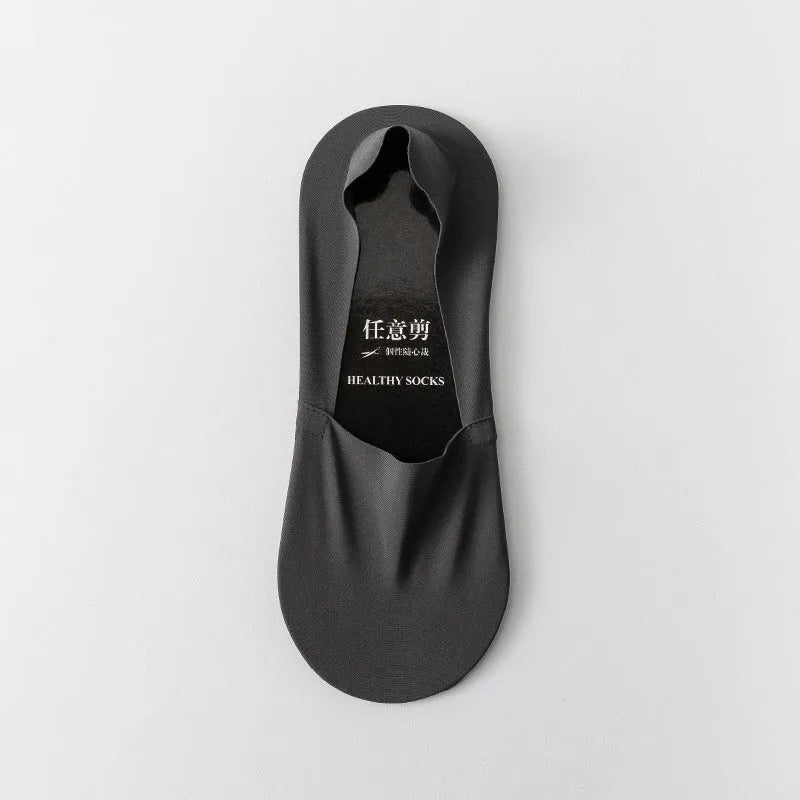 Men's invisible seamless low-cut socks with pure cotton bottom and ice silk fabric in multiple colours