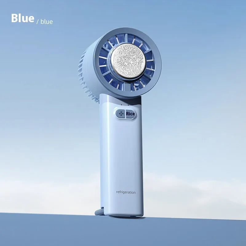 White handheld turbo jet fan with duct design and touch controls on a light background.