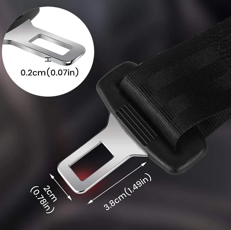 Black ribbon car seat belt extender with 36cm extension strap for vehicle safety belts