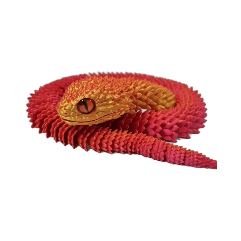 3D printed snake toy decoration in realistic animal simulation style, available in multiple colours and sizes including 30cm, 45cm, 60cm