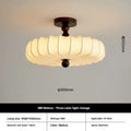 Mid-ancient French retro fabric ceiling lamp with ash wood frame in walnut colour, 30cm diameter with fabric shade