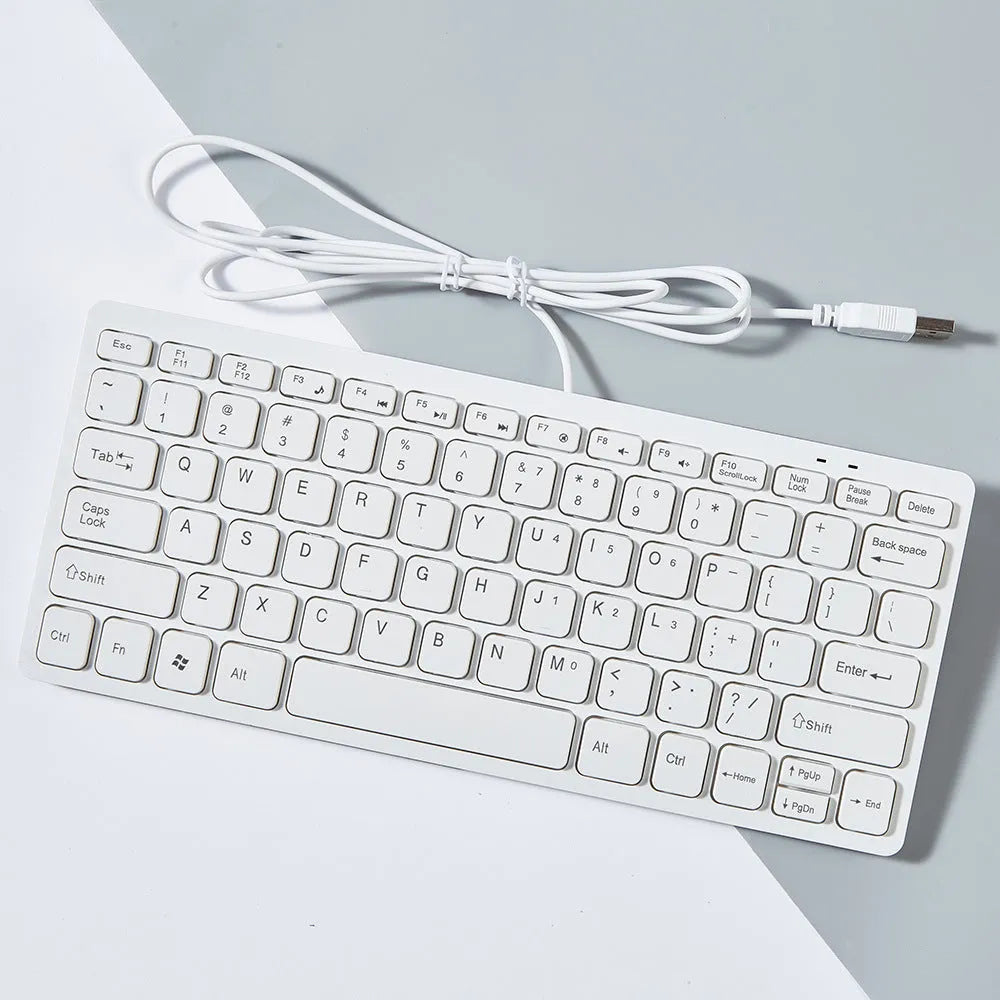 USB wired mini keyboard in black, white, pink or blue with 1.3 metre cable