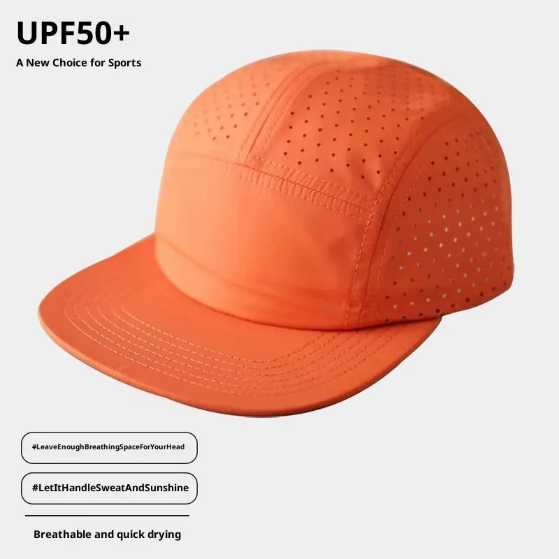 Cycling fishing sun protection dome cap in beige polyester fabric with hollow-out ventilation