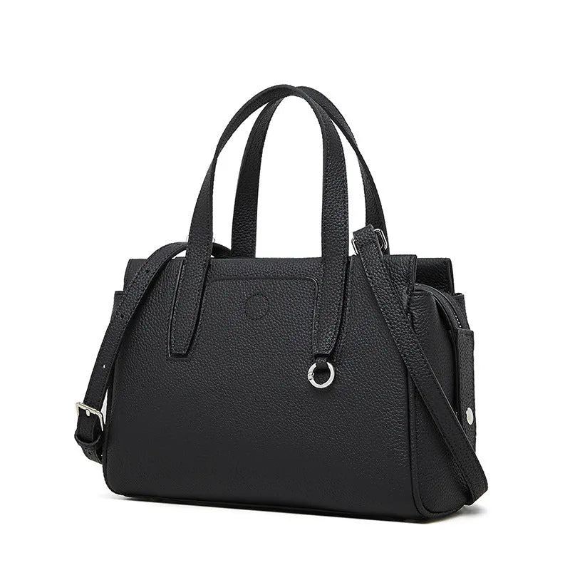 Genuine leather cowhide crossbody bag in horizontal square suitcase shape