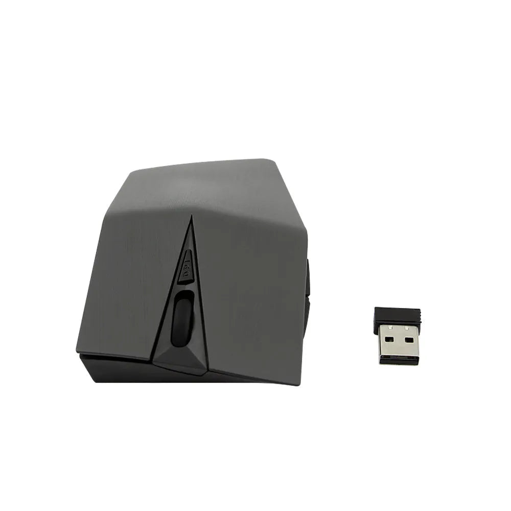 Wireless optical mouse in gold colour with hidden USB receiver compartment for laptop computers