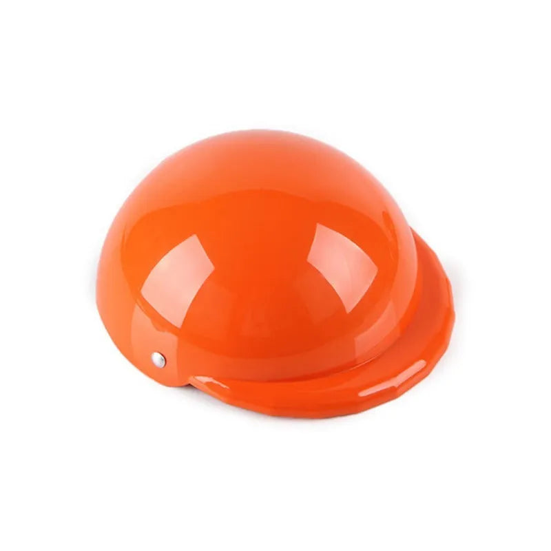 Plastic dog motorcycle helmet in pink colour showing size options for small medium large dogs
