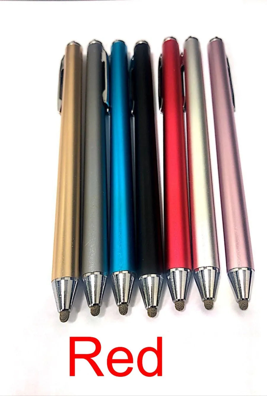 Metal stylus pen with a fine tip for phone and tablet touch screens.
