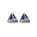 Minimalist alloy triangle earrings set with two styles in silver finish on a neutral background