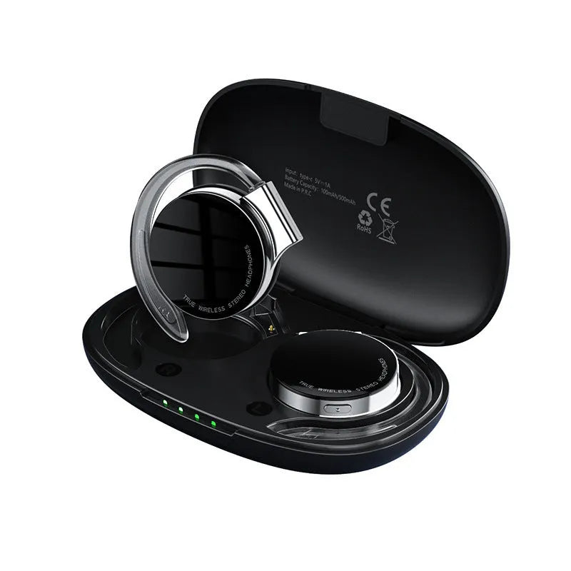 Wireless Bluetooth sports earphones with ear plug design in black and white colour options