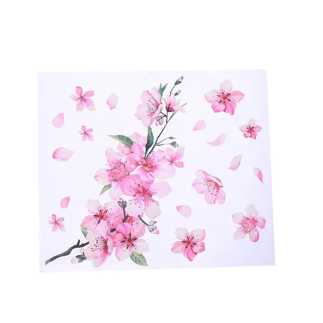 Cherry blossom floral pattern car sticker on vehicle surface showing two size options