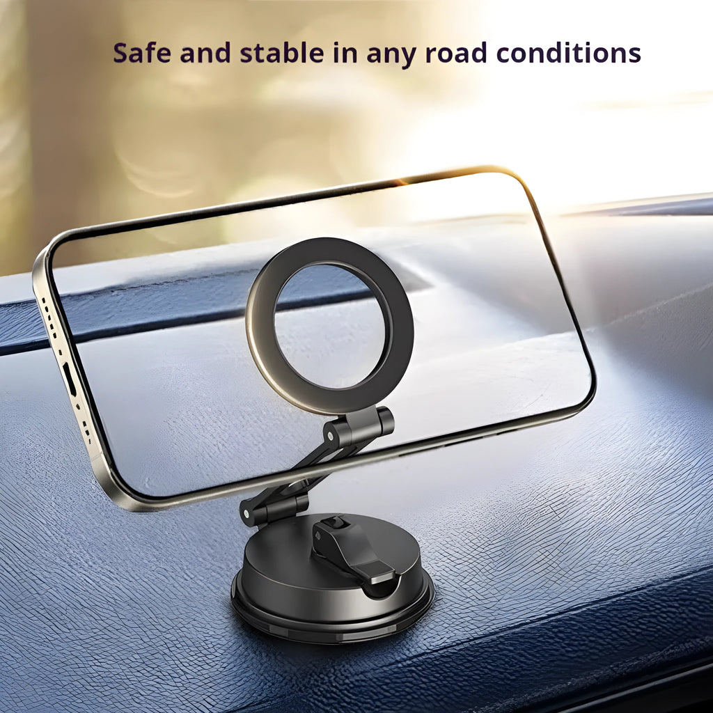 Black H154 car magnetic phone holder with suction cup mount on a dashboard