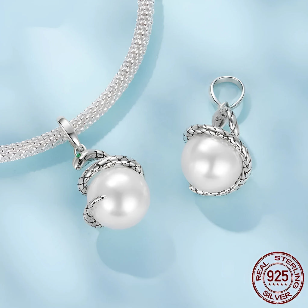 S925 silver snake running pendant charm, 2.4cm x 1.2cm, with 0.45cm aperture, retro style, colour SCC3096