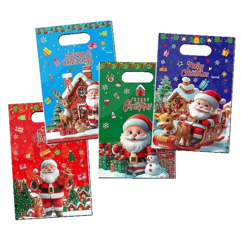 50 pack Christmas candy clutch party gift bags in pearlescent plastic film assorted styles