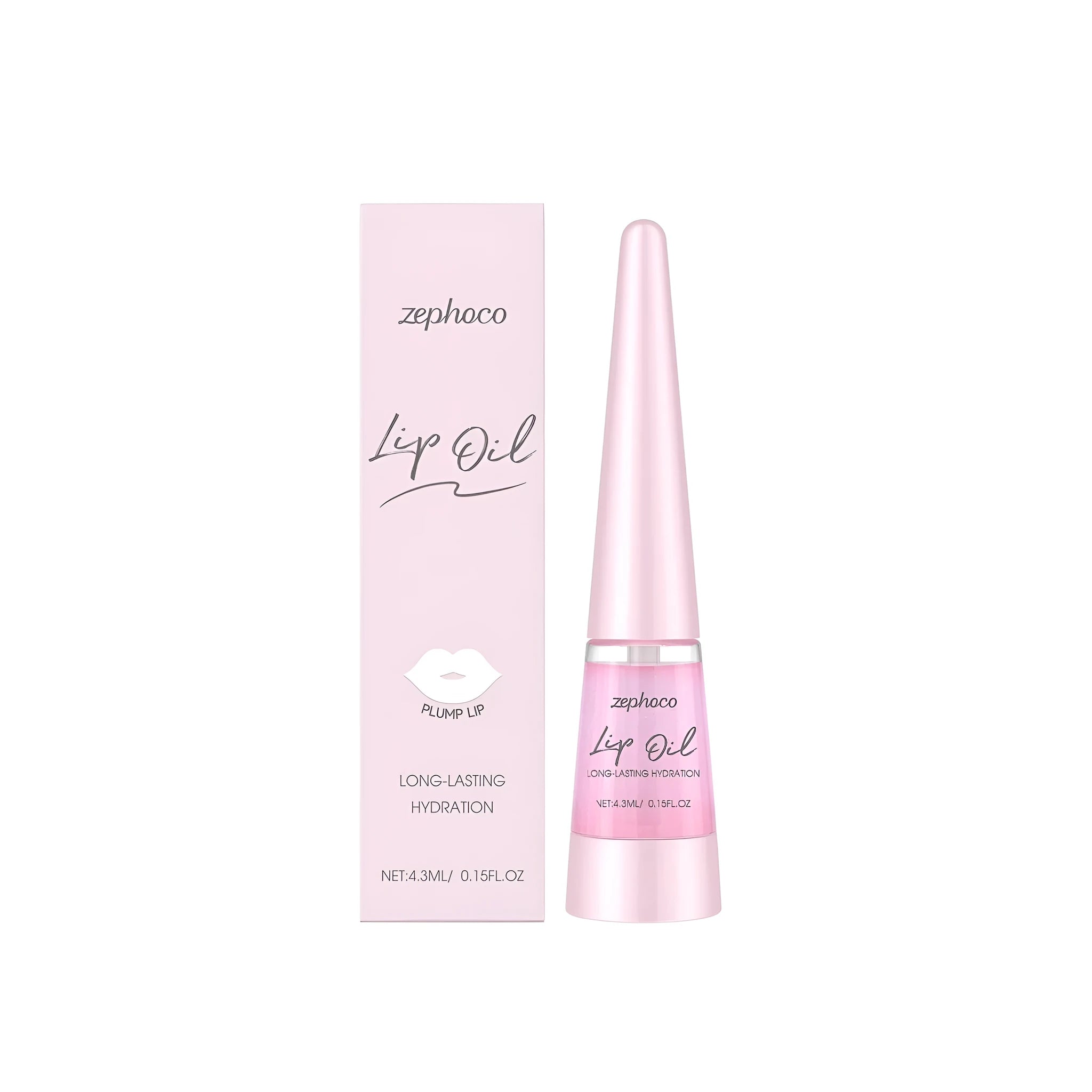 Long-lasting nourishing lip oil 4.3ml tube with clear glossy formula containing grape seed oil and shea butter