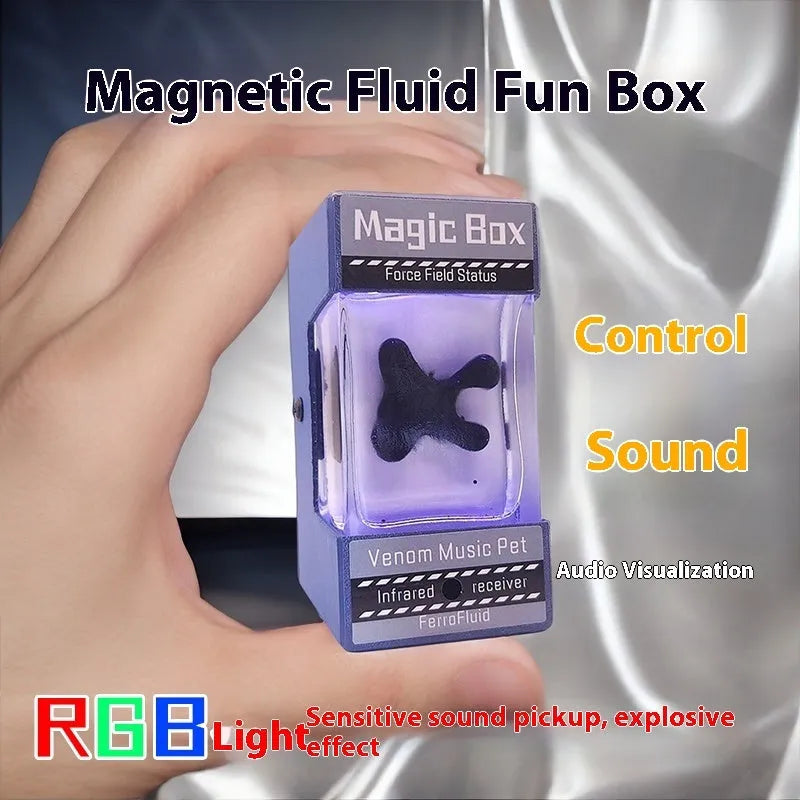 Magnetic fluid rhythm light with wood shell, neodymium magnet speaker and LED display, 95x60x63mm
