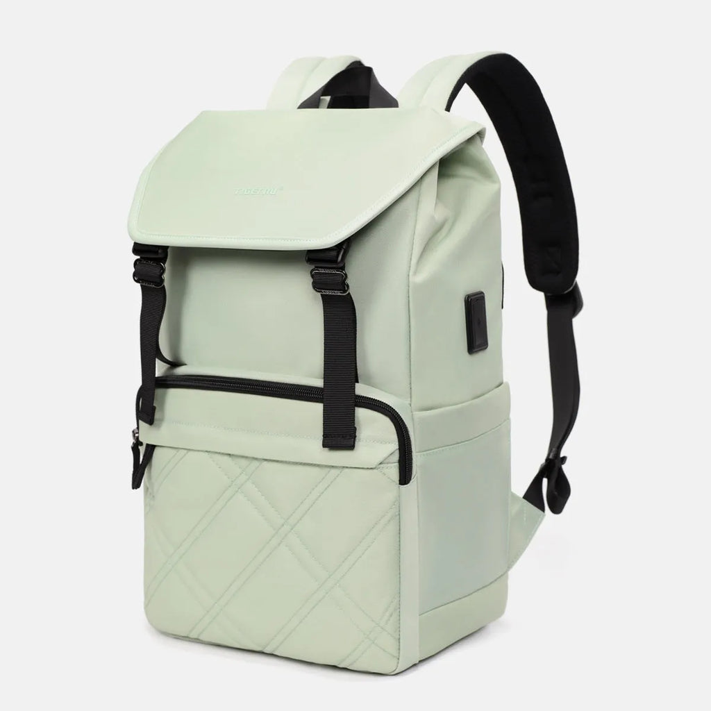 Light green Nylon school travel backpack with 15.6-inch laptop compartment and three-dimensional pockets