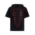 Black men's hooded sequin T-shirt loose fit short sleeves