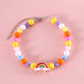 Colourful plastic bead pet necklace for cats in peach pattern with adjustable sizing